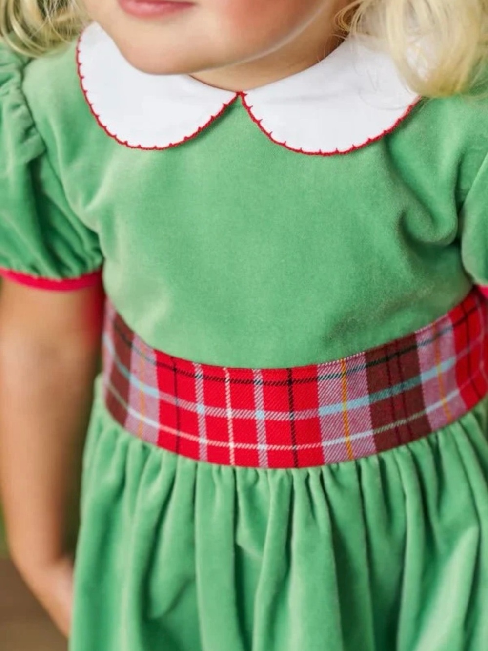 NWT - TBBC Cindy Lou Velvet Holiday Dress with Plaid Waistband